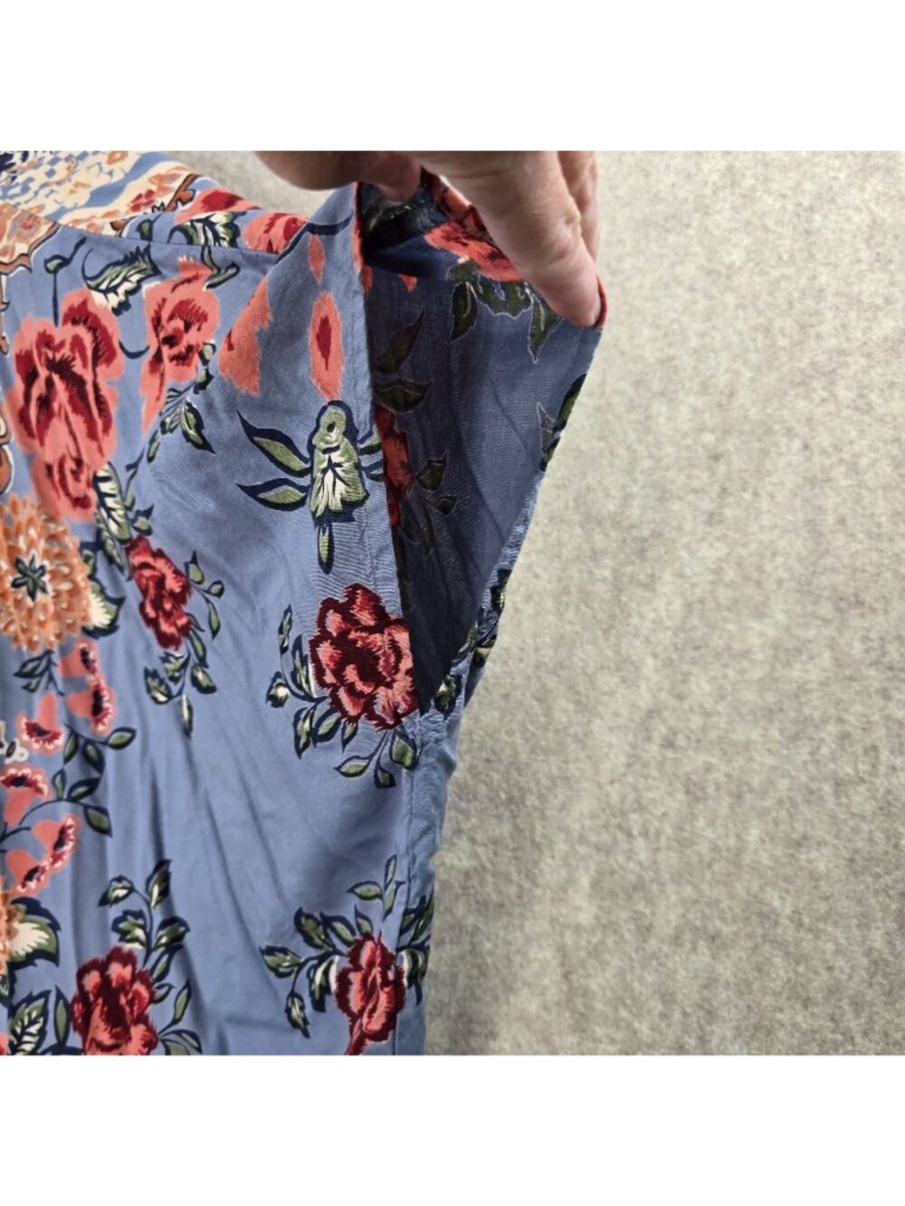 Angie Women's Floral Print Kimono Blouse Multicolor Size L 100% Rayon Loose Fit - Picture 4 of 4